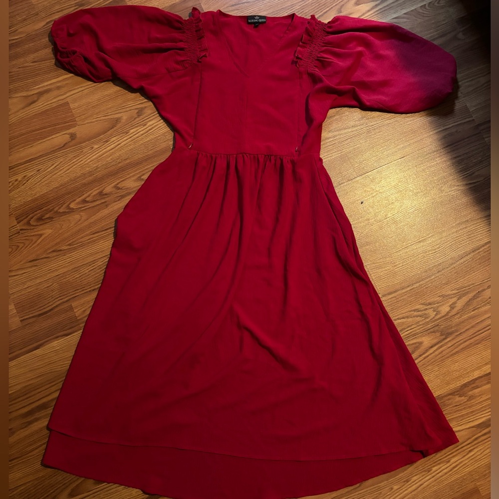 Nursing Mom Long Sleeve Red Dress